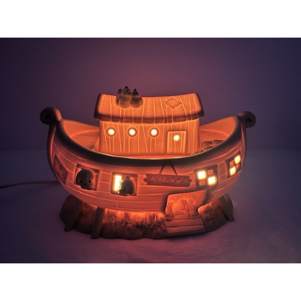 Noah's Ark Nightlight Vintage Precious Moments 2 by 2 Porcelain (Please‎ Read)